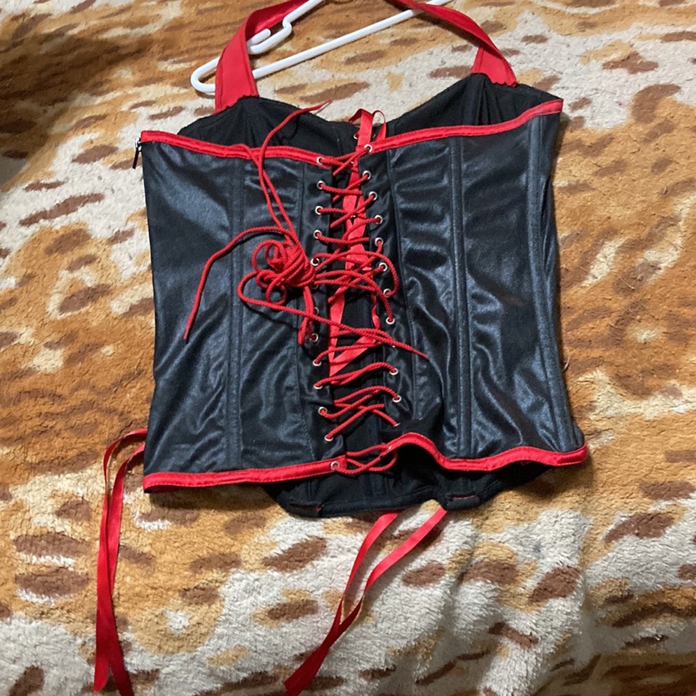NWOT Corset in Black w/ Red Laces
